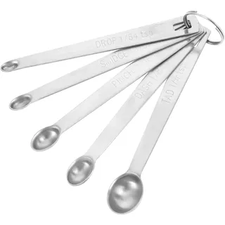 Edelstahl Messlöffel, Set von 5 Stück, Teelöffel mit Skala, Messlöffel-Klein, Gewürzlöffel für Klein Gewürzgläser