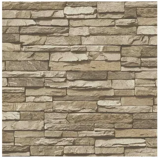 A.S. Création Vliestapete Dekora Natur Tapete in Naturstein Optik fotorealistische Steintapete 10,05 m x 0,53 m beige braun Made in Germany 958332 95833-2