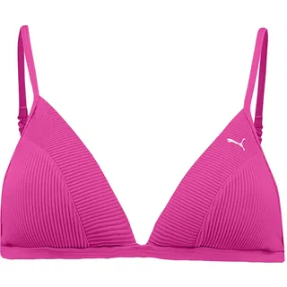 PUMA Damen Ribbed Triangle Bikini Top, Neon Pink, XL EU