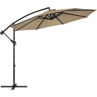 SONGMICS Sonnenschirm, Ampelschirm 300 cm, Mit Ständer, Sonnenschutz Balkon, Balkonschirm, Uv-Schutz UPF 50 und mehr, Mit Kurbel Zum Öffnen Und Schließen, Für Terrasse, Garten, Taupe Gpu016K01