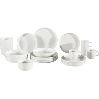 Novel Kombiservice , Weiß , Keramik , 20-teilig , 240 ml,240 ml,430 ml , Lfgb , robust , Geschirr, Geschirrsets, Kombiservice