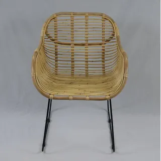 Lycce Rattanstuhl VENUS Korb-Sessel - natur - Retro 50er Lounge Loft Esszimmer Garten Küche Bistro Balkon Terrasse mit Armlehne, Farbe:natur