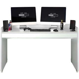 Kellon Gamingdesk weiß - Gamingschreibtisch Computertisch rollbar, Jugendzimmerschreibtisch 144 x 84,5 x72 cm