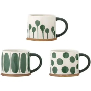 Bloomingville CREATIVE COLLECTION Linora Becher, Tasse, Grün, Steingut, T11xH8,5 cm, 3er-Set, 450 ml