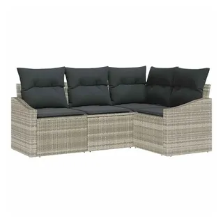 vidaXL Gartensofa-Set 4-tlg. Hellgrau Polyrattan
