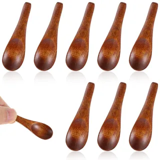 JJUNW 8 Stück Gewürzlöffel Mini, 6,1cm Kleiner Salzlöffel, Kurzer Griff Servierbesteck aus Holz Mini-Gewürzlöffel Holz-Teelöffel Kleine Holzlöffel für Honig Zucker Kaffee Gewürze
