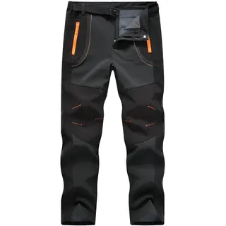 donhobo Herren Gefüttert Winterhose Wasserdicht Winddicht Warm Verdickte Softshellhose Outdoorhose Funktionshose Trekkinghose Wanderhose (Dunkelgrau, XXL)