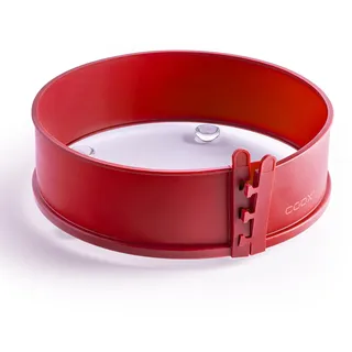 coox Springform mit Glas-Servierplatte und Glasfüßen Ø 26 cm in Rot - Perfektes Backen und Servieren in einem!
