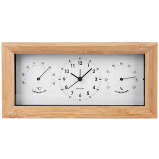 Karlsson Wecker , Schwarz, Buchefarben , Holz , massiv , 13x13x26 cm , Thermo-Hygrometer , Dekoration, Uhren, Wecker