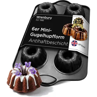 Wrenbury Mini-Gugelhupfform 6er – Kleine Form aus Karbonstahl, PFAS-freie Antihaftbeschichtung, backofen- & spülmaschinengeeignet