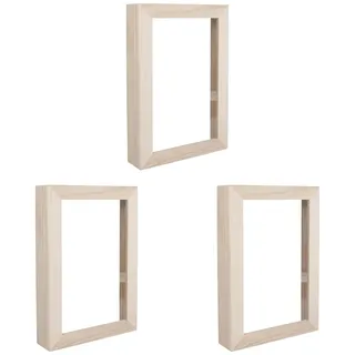 Rayher Holz-Rahmen mit Acrylglas, 30 x 21 x 5 cm, 3D Bilderrahmen tief zum Befüllen, Objektrahmen mit Glas, Holz, FSC zertifiziert, 62788000 (Packung mit 3)