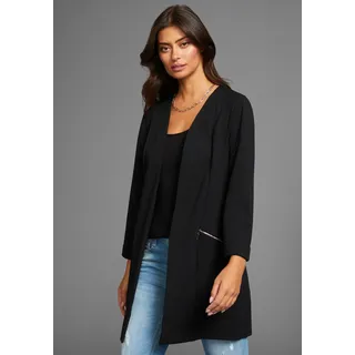 Longblazer LAURA SCOTT, Damen, Gr. 46, schwarz, Jersey, Obermaterial: 95% Polyester, 5% Elasthan, figurbetont, tiefer V-Ausschnitt, Blazer Longblazer, mit Reißverschlüssen, Topseller