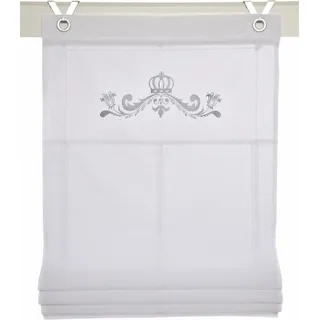 Kutti Raffrollo Ösenrollo, Kessy Crown" Raffgardine Weiss Stickerei Breite 100 x Höhe 140 cm