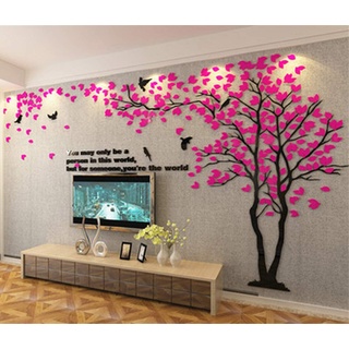 Wandtattoo Baum 3D DIY Wall Stickers Wandaufkleber Wandtattoo Wohnzimmer Schlafzimmer Family Wandsticker für Treppen Halle (Rose Rechts,M-250 * 130cm)