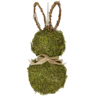 Heitmann Deco Türkranz Hase mit Schleife und Blume - Tischdeko, Fensterdeko, Wanddeko - Frühling, Ostern, Osterdeko - Natur, Grün, 32 x 14 x 2 cm
