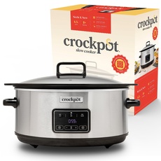 Crockpot Sizzle & Stew Digital Slow Cooker | 6,5 L (8+ Personen) | Abnehmbare induktionsgeeignete Schüssel für Fleisch und Gemüse | EU 2 Pin Stecker | Edelstahl [CSC112X]
