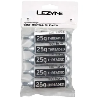 Lezyne CO2 25g 5Stk, Silver/White/Black Sticker, 25 Grams