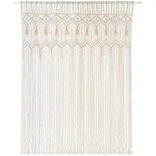 Mkono Makramee Vorhang Wandbehang Große Handgemachte Gewebte Tapisserie Fenstervorhänge Boho Türvorhang für Hochzeitsdekoration, Deko Wohnzimmer Kinderzimmer Elfenbein 132 x 180cm