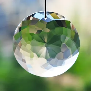 75mm Bauhinia Hängender Kristallprisma-Sonnenfänger Runder Fensterprisma Suncatcher Ornament Glas Anhänger Regenbogenmacher Kronleuchter Kristallanhänger für Fesnter Haus Garten Deko