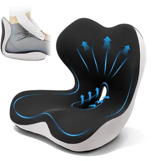 Orthopädisches Sitzkissen mit Rückenlehne, Memory-Schaum Bürostuhl Orthopädisches Sitzkissen, Ergonomisches L-förmiges Sitz Hohl und Atmungsaktiv, Passt Sich der Wirbelsäulenkrümmung an für Bürostuhl