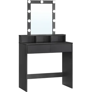 VASAGLE Schminktisch rechteckig Melamin, Spanplatte schwarz 80,0 x 40,0 x 145,0 cm, 1 St.