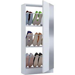 Schuhschrank VCM "Holz Schuhschrank Schuhkommode Fulisa L Spiegel", weiß, B:50cm T:17cm, Obermaterial: 100% Holz Wood., Schränke, Schuhschrank