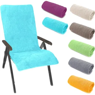 heimtexland ® Hochlehner Stuhlauflage Frottier Gartenstuhl Schonbezug Schwimmbad Sauna Fitnessstudio Hygiene Handtuch Frottee 60 x 130 cm Typ772 Aqua - Aqua