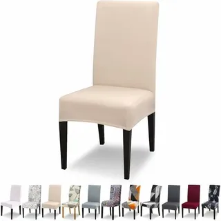 Stretch-Stuhlhussen-Set, 4er-Pack, universell waschbare, moderne Esszimmerstuhlhussen für Esszimmer, Restaurant, Hotel, Blumendekoration, Beige, 45–65 cm - Beige