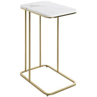 Haku-Möbel Beistelltisch Weiß, Gold Marmoroptik rechteckig 30x67x45 cm