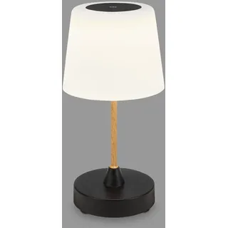 BRILONER - LED Tischlampe kabellos mit Touch, dimmbar in Stufen, Glasschirm, Nachttischlampe, Leselampe, LED Lampe, Campinglampe, Tischleuchte, Akku Lampe, Outdoorlampe, 30x15 cm, Schwarz