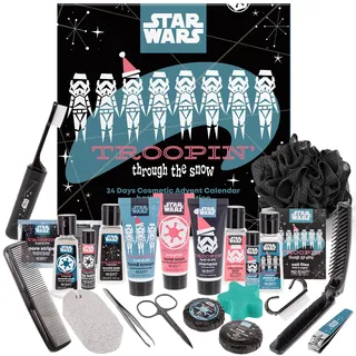 MAD Beauty – Disney STAR WARS Adventskalender für Männer mit 24 Kosmetik Produkten, Wellness für Herren, mit Duschgel Shampoo, Seife, Kamm – Weihnachtskalender Beauty im Stormtrooper Design
