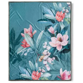 Plaid , Jadegrün , Textil , Blume , 130x160 cm , Heimtextilien, Wohntextilien, Decken, Plaids