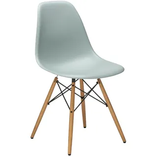Vitra Stuhl Eames Plastic Side Chair DSW RE 46.5x83x55 cm grau, Gestell:  eichefarbig, Designer Charles & Ray Eames