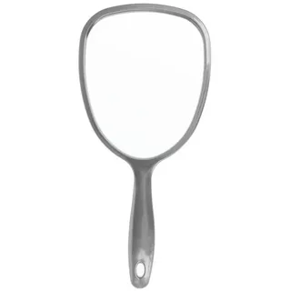 Parsa Beauty Handspiegel oval 14,5 x 11,5 cm (Anthrazit) – Handspiegel mit Griff in ergonomischem Design – praktischer Hand Mirror – Rasierspiegel – Schminkspiegel für Haare Gesichtspflege