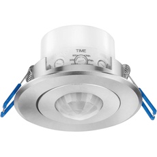 conecto Infrarot Bewegungsmelder Decke innen Einbau Unterputz 68mm Deckenmontage LED 360° Lichtsteuerung IP20 (1 Stück), Silber Aluminium