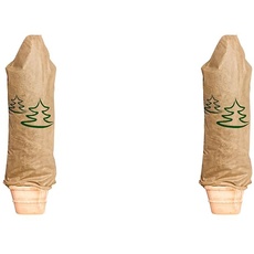 Windhager Winter-Deko-Vlieshaube Protect Kälteschutz Frostschutz Gartenvlies Abdeckvlies Tannenbaum-Motiv, Größe L 0,6 x 1,8m, Beige, 06889 (Packung mit 2)