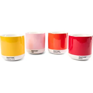 PANTONE Porzellan Latte Macchiato Thermobecher, 220ml, 4er-Set: Yellow 12 C, Red2035 C, Orange 021 C, Light Pink 182C