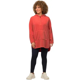 Ulla Popken, Damen, große Größen, Long-Teddy-Fleecepullover, Kapuze, Zipper, Langarm