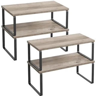 SONGMICS Gewürzregal, 4er Set, erweiterbar, stapelbar, mit Metallrahmen | Küchenregal, Küchen-Organizer, Gewürzhalter, 39,7 x 19,5 x 15,8 cm, heather greige-schwarz, BYSTRO Kollektion KCS022X02