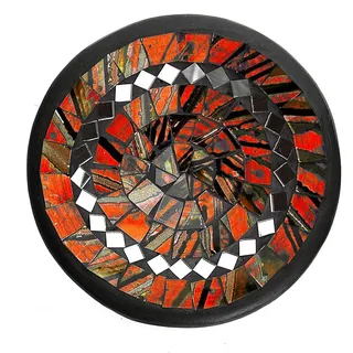 Mosaikschale Tonschale rund Ø 15 cm, Ton mit Glasmosaik rot gold, Dekoschale Mosaikstein belegt, Mosaik Stein Schale Dekoteller Dekoschale