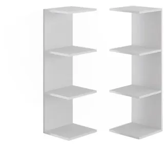 Vicco Wandregal Paolo Weiß 30 x 95 cm 2er Set , Holzwerkstoff , 4 Fächer , Rechteckig , 30x95x28 cm , Wohnzimmer, Regale, Wandregale