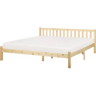 Beliani Bett mit Lattenrost 180/200 cm Braun Florac - Holz , 180x200 cm , Schlafzimmer, Betten