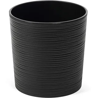 Tymar Blumentopf mit Einsatz, Blumenkübel aus Kunststoff, Übertopf, Pflanzkübel, Gross, Runde Form, Meißel-Optik, Innen- und Außenbereich, Garten, Balkon, Terrasse, Haus MADL001 (Schwarz, ø 19cm)