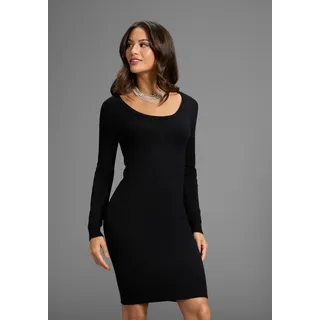 AJC Strickkleid figurbetont, aus Viskose und Polyamid, Langarm, mit Rippbündchen, schwarz