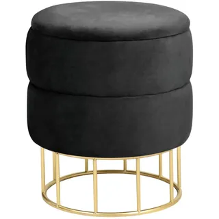 Akord Pouf Schwarz 37x37x42 cm , Metall , Rund , 37x42x37 cm , Wohnzimmer, Sessel, Hocker & Hockerbänke, Sitzhocker