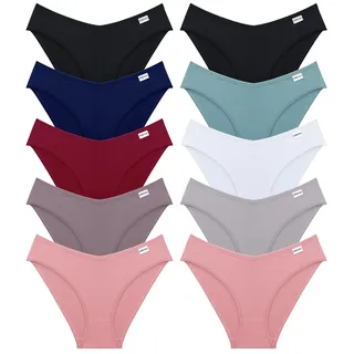 FINETOO 5er Pack Slip Damen Baumwoll Unterwäsche Frauen Set Brasilien Slips Sport Hipster Brazilian Underwear Sexy Sring Slip Regenbogen Panties Unterhosen Mehrpack S-XL