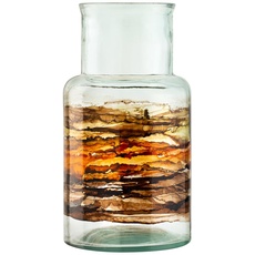 H&h vaso noa in vetro riciclato decorato marrone h 28 cm