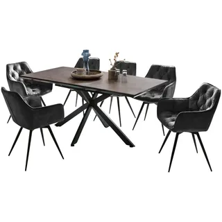 Hela Havel 7tlg. Essgruppe Tisch ausziehbar mit Glasauflage