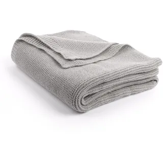 Kuschel-Decke aus Strick Grau 120x150 cm – Kuschelige Strickdecke in grau zum Einkuscheln, warm und weich, perfekt zum Entspannen, hautfreundlich & besonders pflegeleicht - Garten & Couch