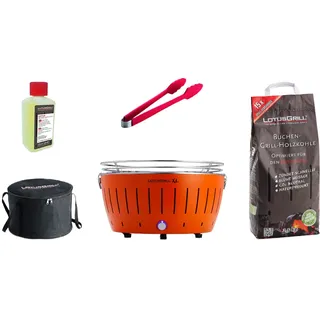 LotusGrill XL Starter-Set Mandarinenorange mit USB-Anschluß 5 teilig